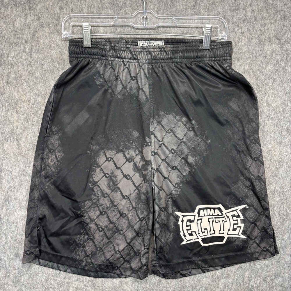 Vintage Y2K MMA‎ Elite Fight Shorts Men's Small Black Gray Pockets BJJ UFC